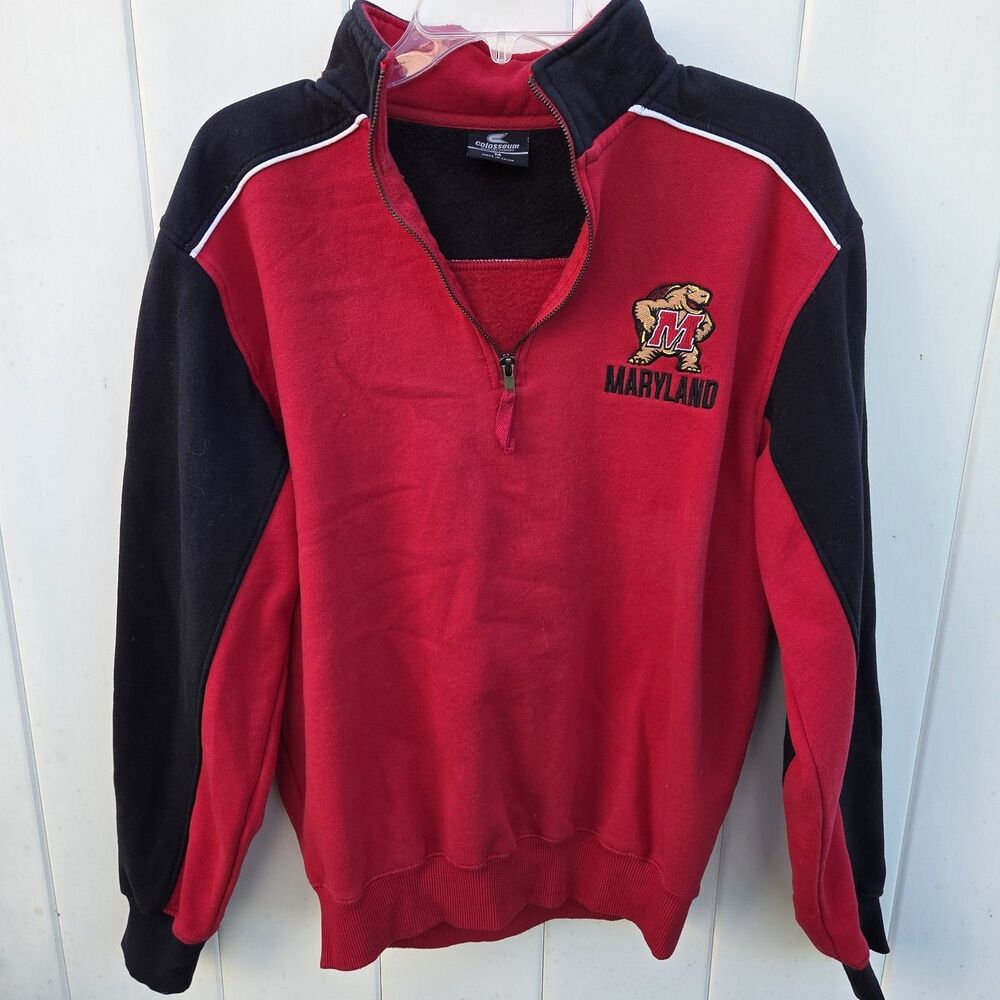 University Of Maryland Terrapins Colosseum 1/4 Zip Sweatshirt Size M Stitched